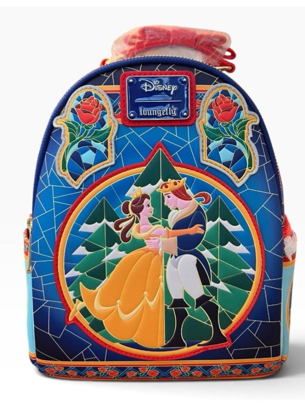 Loungefly Disney Beauty and the Beast Stained Glass Mini Backpack Colorful NWT